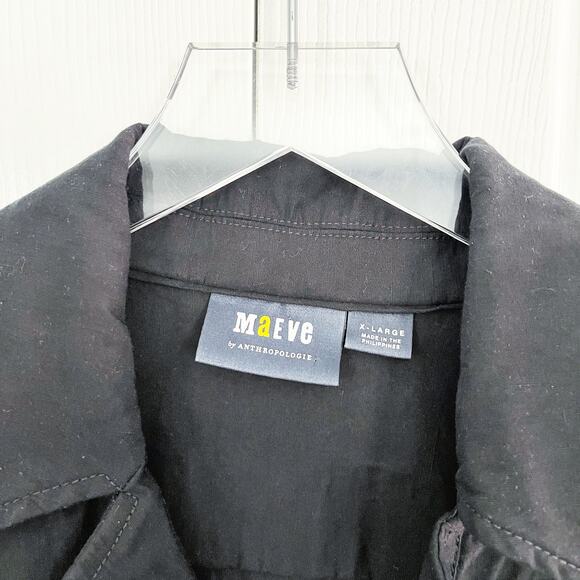 Maeve by Anthropologie Black Short-Sleeve Collared Mini Shirt Dress - Picture 5 of 10